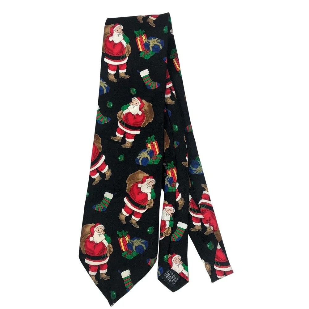 Holidays JC Penney Silk Tie Santa Claus Presents‎ Stocking Ornament  VTG USA
